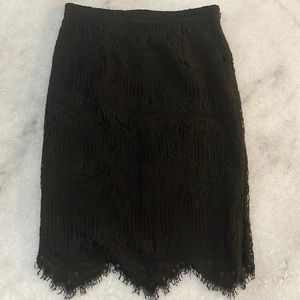 Black lace midi skirt
